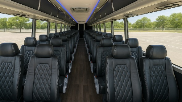 Interior of Charter Bus Company Columbus's 54 Passenger Charter Bus in Columbus