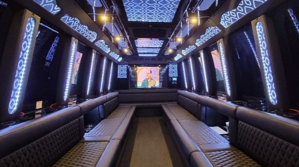 Interior of Charter Bus Company Kettering's Party Bus in Kettering
